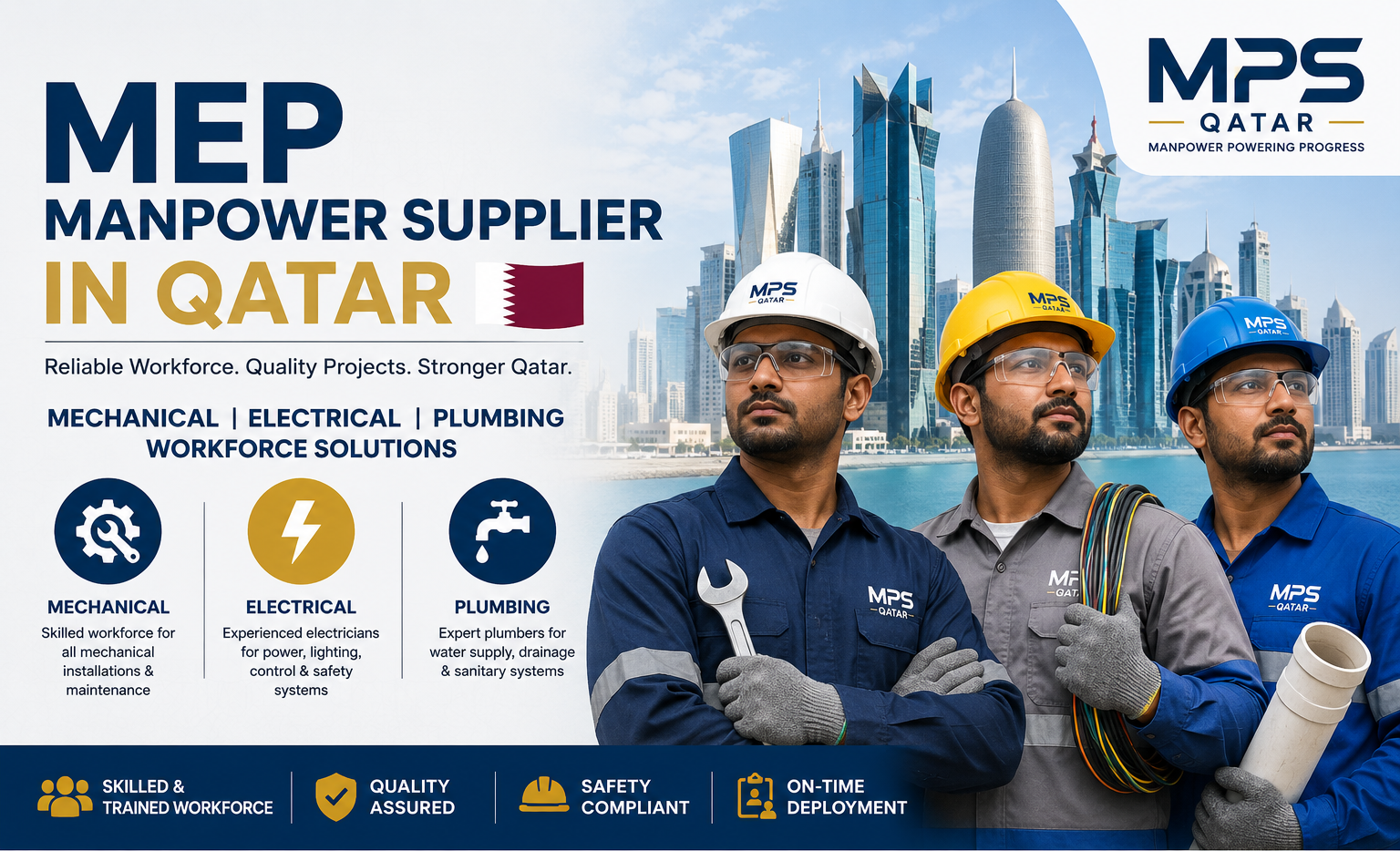 MEP Manpower Supplier in Qatar | Mechanical Electrical Plumbing Workforce | MPS Qatar