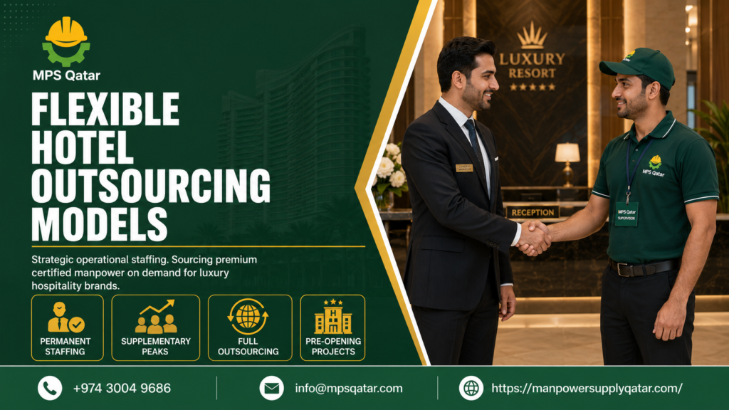 Professional hotel general manager shaking hands with a supervisor from a trusted hotel manpower supply company in a luxury resort reception