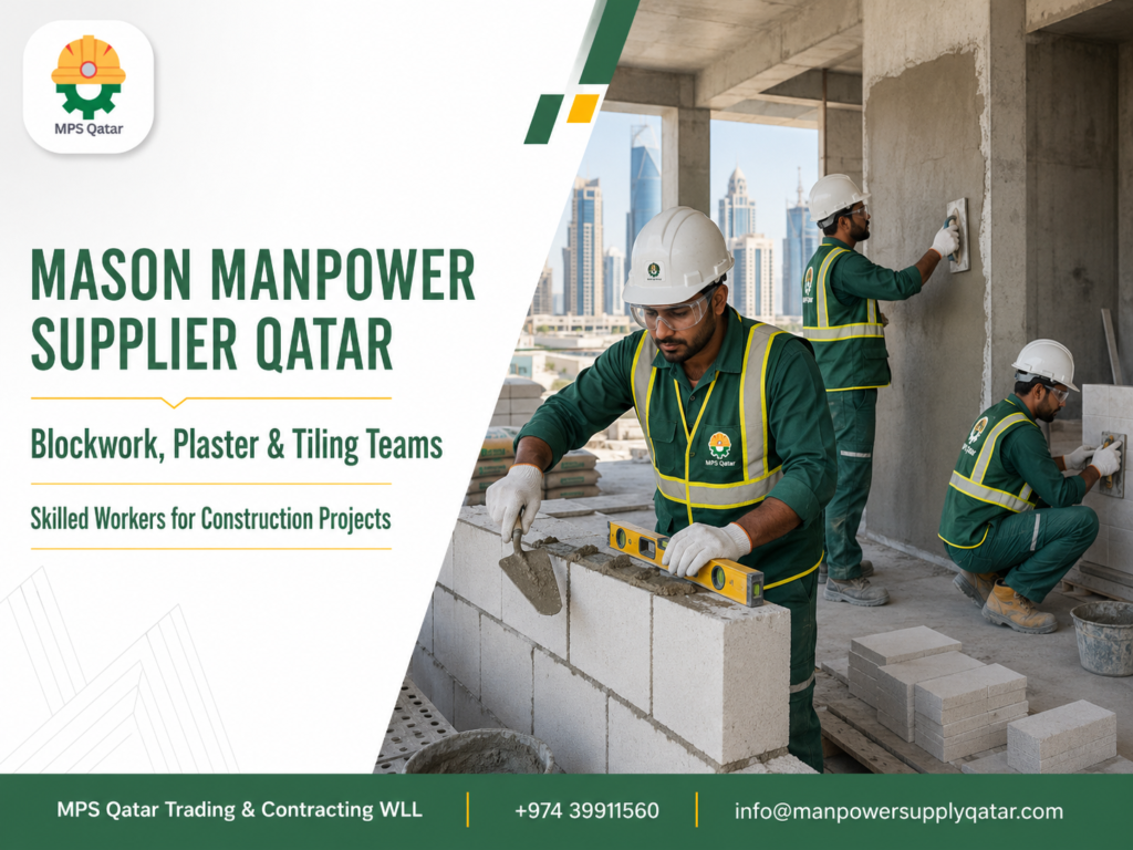 Mason Manpower Supplier Qatar providing blockwork, plastering and tiling workers