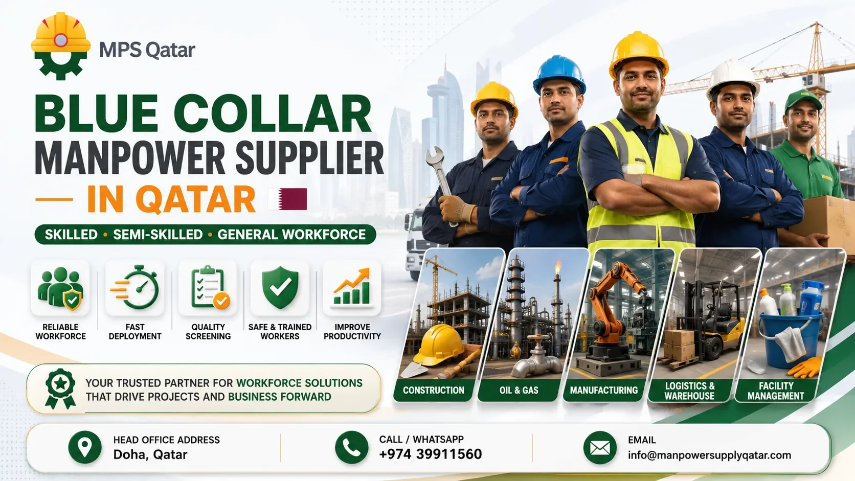 Blue Collar Manpower Supplier: Reliable Workforce Solutions for Businesses in Qatar